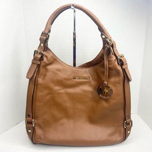 Michael Kors Bedford Belted Large Shoulder Tote Bag Pebble Leather Brown